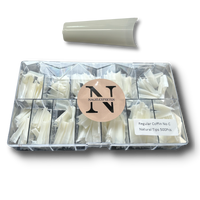 Coffin nageltippar no c curve i benvit naturell färg och diamant box