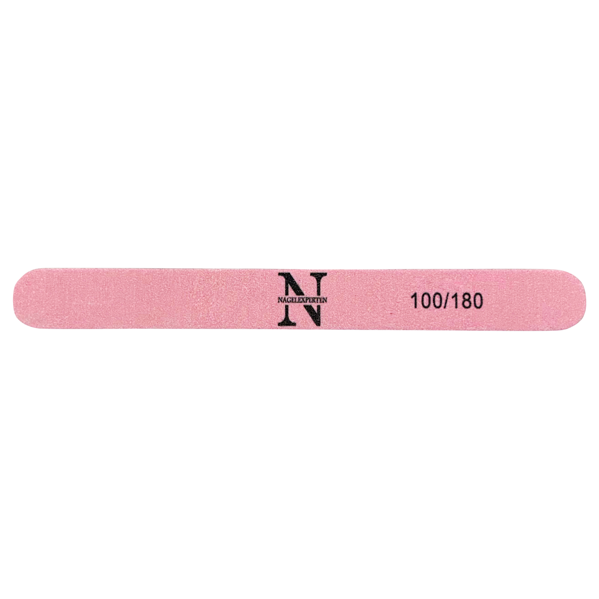 Rosa nagelfil med svart nagelexperten logo och transparent bakgrund.